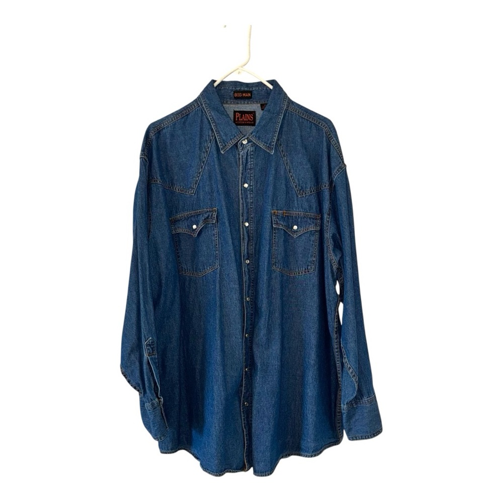 Plains Western Wear Blue Denim Shirt